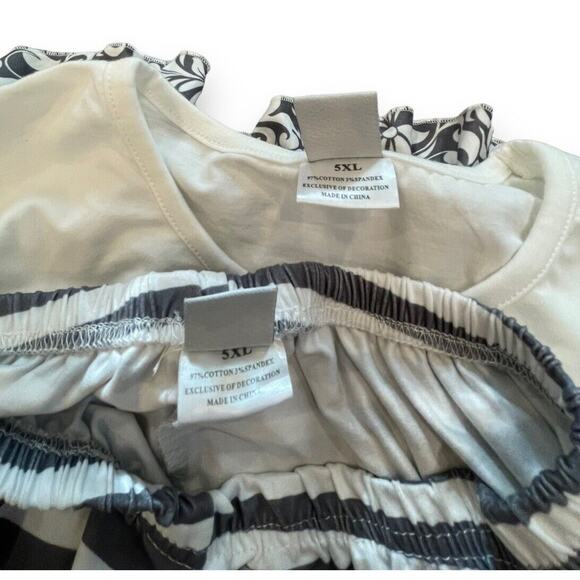 Dash of Glitter Girls M Floral Stripe Ruffle Shirt Pant Outfit White Gray - Picture 4 of 5
